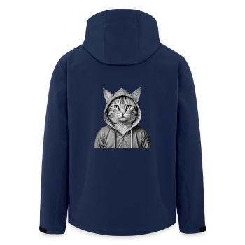 Coole Katze mit Kapuzenpullover - Recycelte Männer Softshell-Jacke von Stanley/Stella - Navy - Hinten - AI Model Male 185 light (185cm)