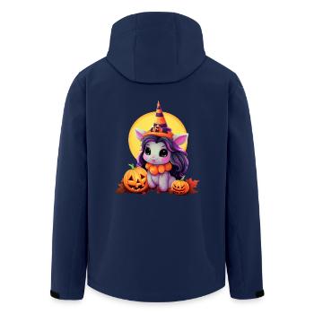 Süßes Halloween-Einhorn mit Kürbis und Hexenhut im - Recycelte Männer Softshell-Jacke von Stanley/Stella - Navy - Hinten - AI Model Male 185 light (185cm)