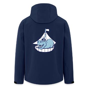 Lustiges Nilpferd Kapitän Segelt Süß Cartoon Comic - Recycelte Männer Softshell-Jacke von Stanley/Stella - Navy - Hinten - AI Model Male 185 light (185cm)
