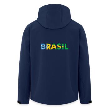 Brasilien Flaggendesign in Nationalfarben - Recycelte Männer Softshell-Jacke von Stanley/Stella - Navy - Hinten - AI Model Male 185 light (185cm)