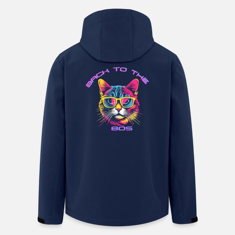 Retro Katzen-Design mit Sonnenbrille - Recycelte Männer Softshell-Jacke von Stanley/Stella - Navy