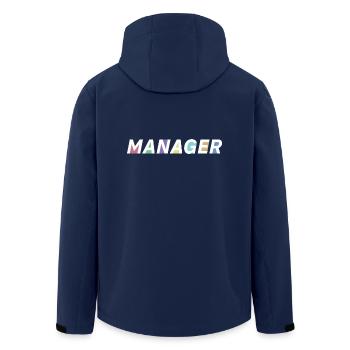 The manager - Men’s Recycled Softshell Jacket by Stanley/Stella - navy - Back - AI Model Male 185 light (185cm)