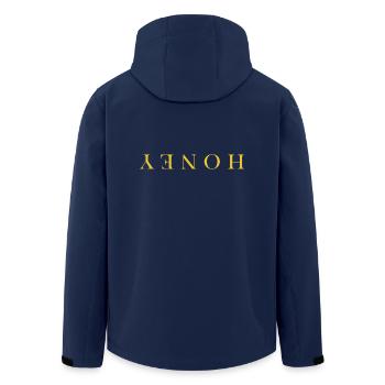 Treasure - Honey - modern lettering, couples, yellow - Men’s Recycled Softshell Jacket by Stanley/Stella - navy - Back - AI Model Male 185 light (185cm)