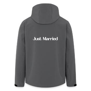 ICH HABE GERADE GEHEIRATET. Junggesellinnenabschied. HEILIGER VALENTINSTAG. PAAR - Recycelte Männer Softshell-Jacke von Stanley/Stella - Anthrazit - Hinten - AI Model Male 185 light (185cm)