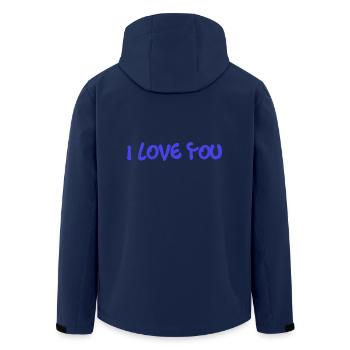 VALENTINE'S DAY. Bachelorette party. I LOVE YOU. I LOVE YOU. LOVE - Men’s Recycled Softshell Jacket by Stanley/Stella - navy - Back - AI Model Male 185 light (185cm)