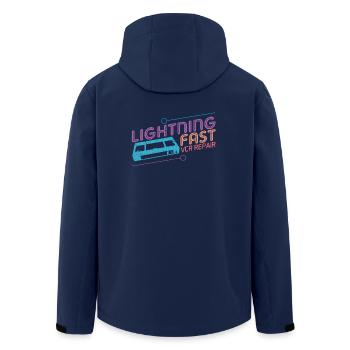 Funny VHS VCR Vintage 90s 80s Shirt Gift - Men’s Recycled Softshell Jacket by Stanley/Stella - navy - Back - AI Model Male 185 light (185cm)