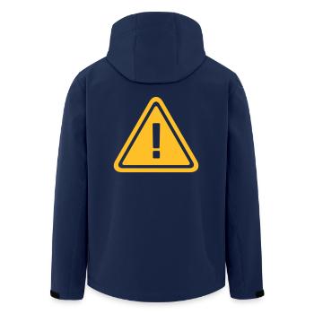 signs attention - Men’s Recycled Softshell Jacket by Stanley/Stella - navy - Back - AI Model Male 185 light (185cm)