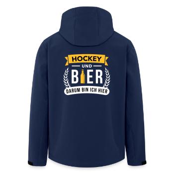 Hockey und Bier darum bin ich hier - Recycelte Männer Softshell-Jacke von Stanley/Stella - Navy - Hinten - AI Model Male 185 light (185cm)