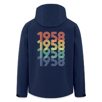 Cool Retro 1958, 64 ans, cadeau de 64e anniversaire - Veste softshell homme en polyester recyclé Stanley/Stella - marine - Dos - AI Model Male 185 light (185cm)
