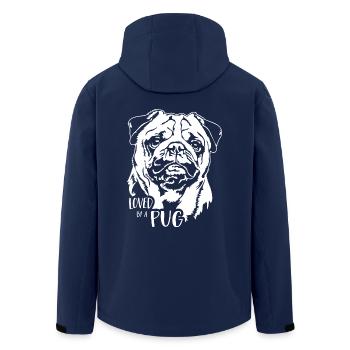 Loved by a Pug Dog Pug Dog Saying Wilsigns - Men’s Recycled Softshell Jacket by Stanley/Stella - navy - Back - AI Model Male 185 light (185cm)