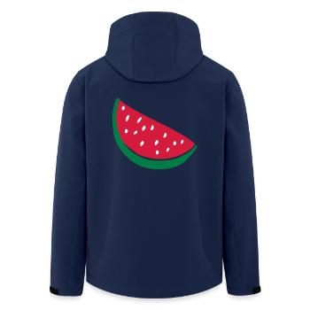 melon - Men’s Recycled Softshell Jacket by Stanley/Stella - navy - Back - AI Model Male 185 light (185cm)