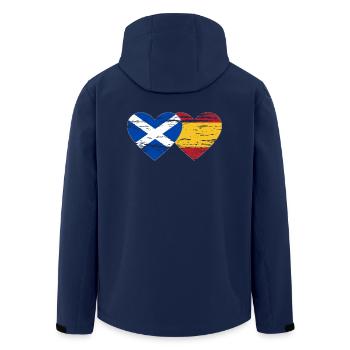 Scotland Spain Flag Heart Used - Men’s Recycled Softshell Jacket by Stanley/Stella - navy - Back - AI Model Male 185 light (185cm)
