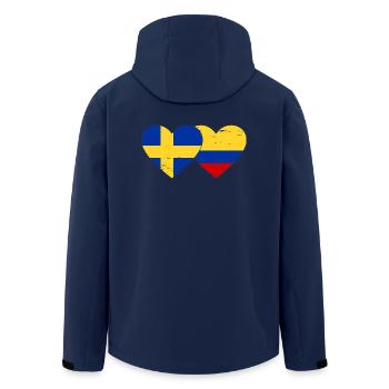 Suède Colombie drapeau coeur utilisé - Veste softshell homme en polyester recyclé Stanley/Stella - marine - Dos - AI Model Male 185 light (185cm)