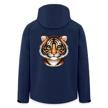 Portrait de tigre - tête aux yeux verts - Veste softshell homme en polyester recyclé Stanley/Stella - marine - Dos - AI Model Male 185 light (185cm)