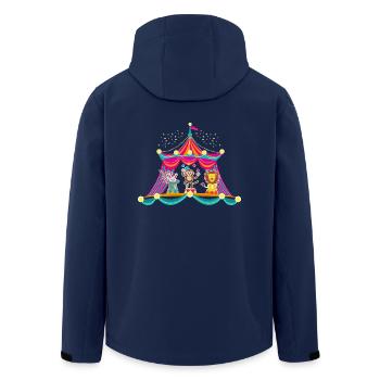 Circus - Monkey Circus - Circus Animals Hare Lion - Men’s Recycled Softshell Jacket by Stanley/Stella - navy - Back - AI Model Male 185 light (185cm)