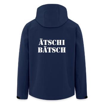 Ätschi Bätsch Schadenfreude Spott Hohn - Recycelte Männer Softshell-Jacke von Stanley/Stella - Navy - Hinten - AI Model Male 185 light (185cm)