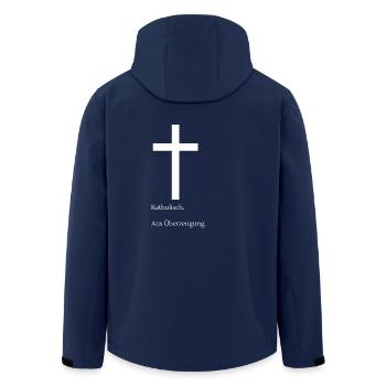 Katholisch. Aus Überzeugung. - Recycelte Männer Softshell-Jacke von Stanley/Stella - Navy - Hinten - AI Model Male 185 light (185cm)
