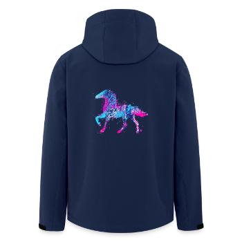 Pferd Wasserfarbe Rosa Blau - Recycelte Männer Softshell-Jacke von Stanley/Stella - Navy - Hinten - AI Model Male 185 light (185cm)