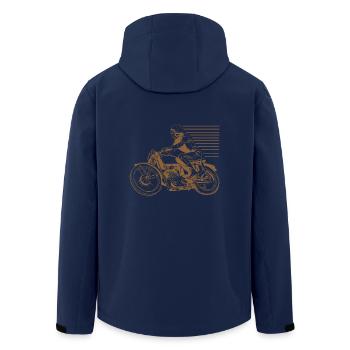 motocyclette vintage - moto vintage - Veste softshell homme en polyester recyclé Stanley/Stella - marine - Dos - AI Model Male 185 light (185cm)