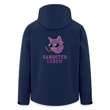 Gangster Cat - Recycelte Männer Softshell-Jacke von Stanley/Stella - Navy - Hinten - AI Model Male 185 light (185cm)
