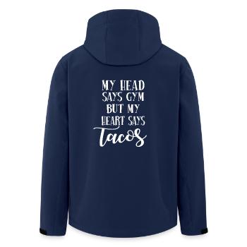 funny sayings - Men’s Recycled Softshell Jacket by Stanley/Stella - navy - Back - AI Model Male 185 light (185cm)