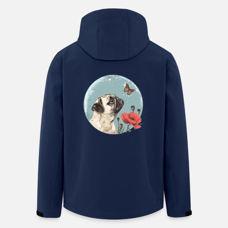 Mops mit Schmetterling - Recycelte Männer Softshell-Jacke von Stanley/Stella - Navy