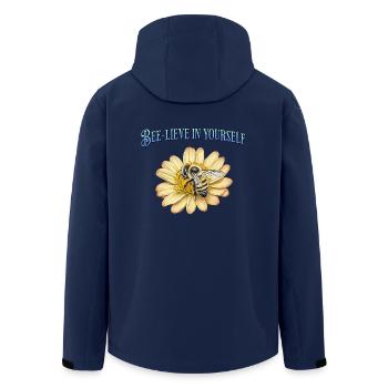 Bee-lieve in yourself, cute bee design - Men’s Recycled Softshell Jacket by Stanley/Stella - navy - Back - AI Model Male 185 light (185cm)