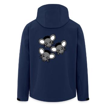 3 Mice Wall Hole Mouse Hole Three Friends Team Crew - Men’s Recycled Softshell Jacket by Stanley/Stella - navy - Back - AI Model Male 185 light (185cm)