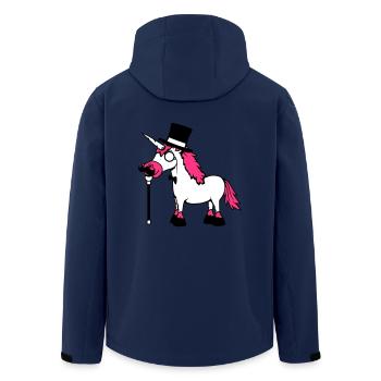 Licorne Sir Gentleman Mr. Rich Monocle Chapeau haut de forme - Veste softshell homme en polyester recyclé Stanley/Stella - marine - Dos - AI Model Male 185 light (185cm)