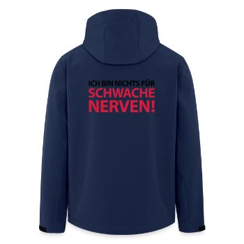 nichts für schwache Nerven anstrengend verwöhnt - Recycelte Männer Softshell-Jacke von Stanley/Stella - Navy - Hinten - AI Model Male 185 light (185cm)