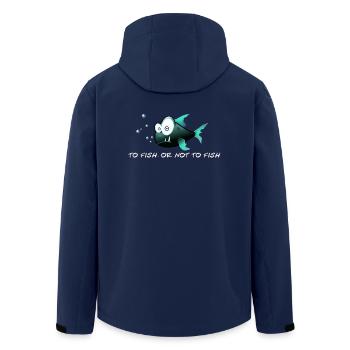 Funny fish, To fish, or not to fish. - Men’s Recycled Softshell Jacket by Stanley/Stella - navy - Back - AI Model Male 185 light (185cm)