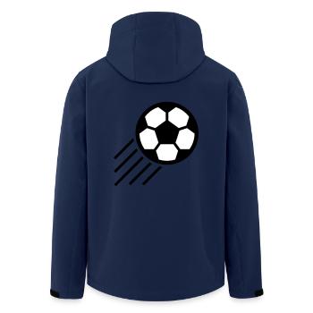 football shot - Men’s Recycled Softshell Jacket by Stanley/Stella - navy - Back - AI Model Male 185 light (185cm)