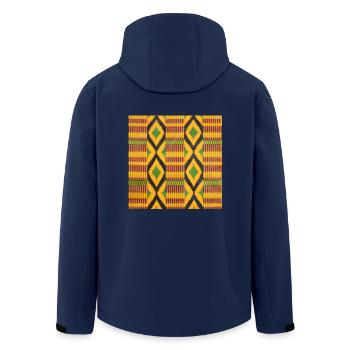 Green, yellow and black colored diamond patterns - Men’s Recycled Softshell Jacket by Stanley/Stella - navy - Back - AI Model Male 185 light (185cm)