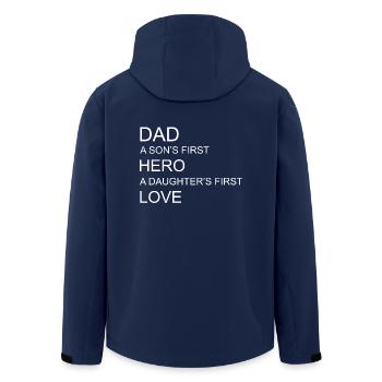Dad a Sons first hero a daughters first love - Men’s Recycled Softshell Jacket by Stanley/Stella - navy - Back - AI Model Male 185 light (185cm)