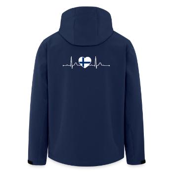 Finland Heartline Heartbeat Scandinavia Holidays - Men’s Recycled Softshell Jacket by Stanley/Stella - navy - Back - AI Model Male 185 light (185cm)