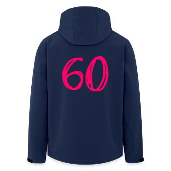 60 YEARS. 60TH ANNIVERSARY. BIRTHDAY 60 YEARS. 60 - Men’s Recycled Softshell Jacket by Stanley/Stella - navy - Back - AI Model Male 185 light (185cm)