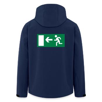 emergency exit - Men’s Recycled Softshell Jacket by Stanley/Stella - navy - Back - AI Model Male 185 light (185cm)