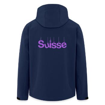 SUISSE. PAYS. GENEVE. SUISSE. HUMOUR - Veste softshell homme en polyester recyclé Stanley/Stella - marine - Dos - AI Model Male 185 light (185cm)
