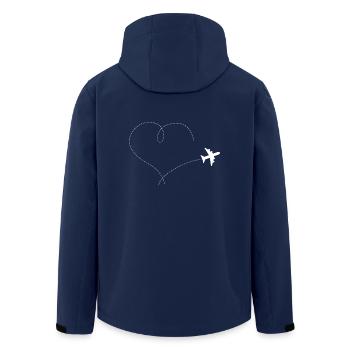 Herz Flugzeug Flieger Pilot Reisen Geschenk - Recycelte Männer Softshell-Jacke von Stanley/Stella - Navy - Hinten - AI Model Male 185 light (185cm)