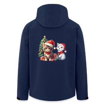 Christmas Weihnachten Katze Katzen Nikolaus Xmas - Recycelte Männer Softshell-Jacke von Stanley/Stella - Navy - Hinten - AI Model Male 185 light (185cm)