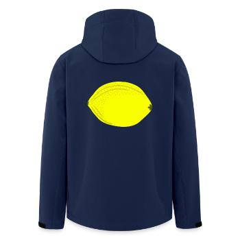 Bang Yellow Lemon, Fruit, Gift Idea - Men’s Recycled Softshell Jacket by Stanley/Stella - navy - Back - AI Model Male 185 light (185cm)