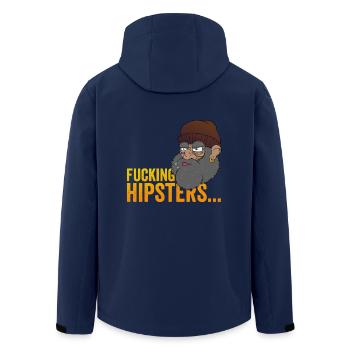 Anti Hipster Hobo - Fucking Hipsters - Men’s Recycled Softshell Jacket by Stanley/Stella - navy - Back - AI Model Male 185 light (185cm)