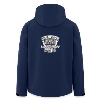mechanic - Men’s Recycled Softshell Jacket by Stanley/Stella - navy - Back - AI Model Male 185 light (185cm)