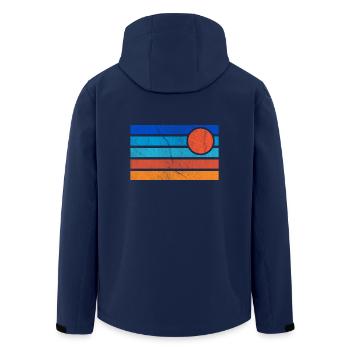 Sonnenuntergang Retro - Recycelte Männer Softshell-Jacke von Stanley/Stella - Navy - Hinten - AI Model Male 185 light (185cm)