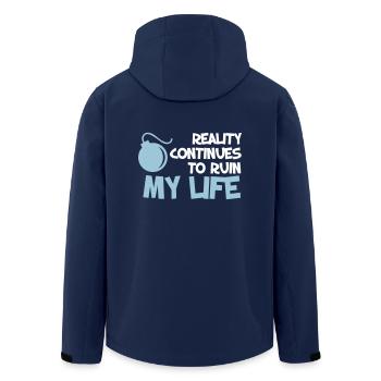 Funny Quotes. Quote. Humor. gift - Men’s Recycled Softshell Jacket by Stanley/Stella - navy - Back - AI Model Male 185 light (185cm)