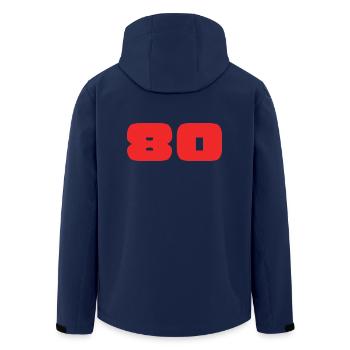 80. 80 YEARS. 80TH ANNIVERSARY. BIRTHDAY 80 YEARS. - Men’s Recycled Softshell Jacket by Stanley/Stella - navy - Back - AI Model Male 185 light (185cm)