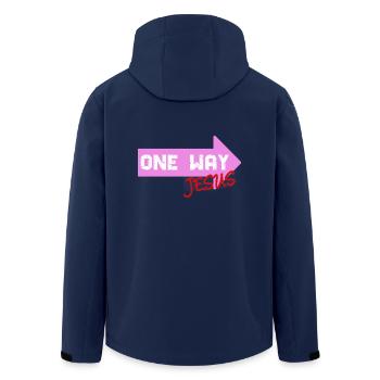 One Way Jesus lettering as a cool gift idea - Men’s Recycled Softshell Jacket by Stanley/Stella - navy - Back - AI Model Male 185 light (185cm)