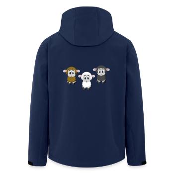 cute lambs in brown, white and black - Men’s Recycled Softshell Jacket by Stanley/Stella - navy - Back - AI Model Male 185 light (185cm)