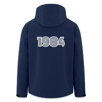1984 - Men’s Recycled Softshell Jacket by Stanley/Stella - navy - Back - AI Model Male 185 light (185cm)