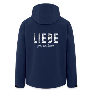Liebe sich wer kann! - Recycelte Männer Softshell-Jacke von Stanley/Stella - Navy - Hinten - AI Model Male 185 light (185cm)
